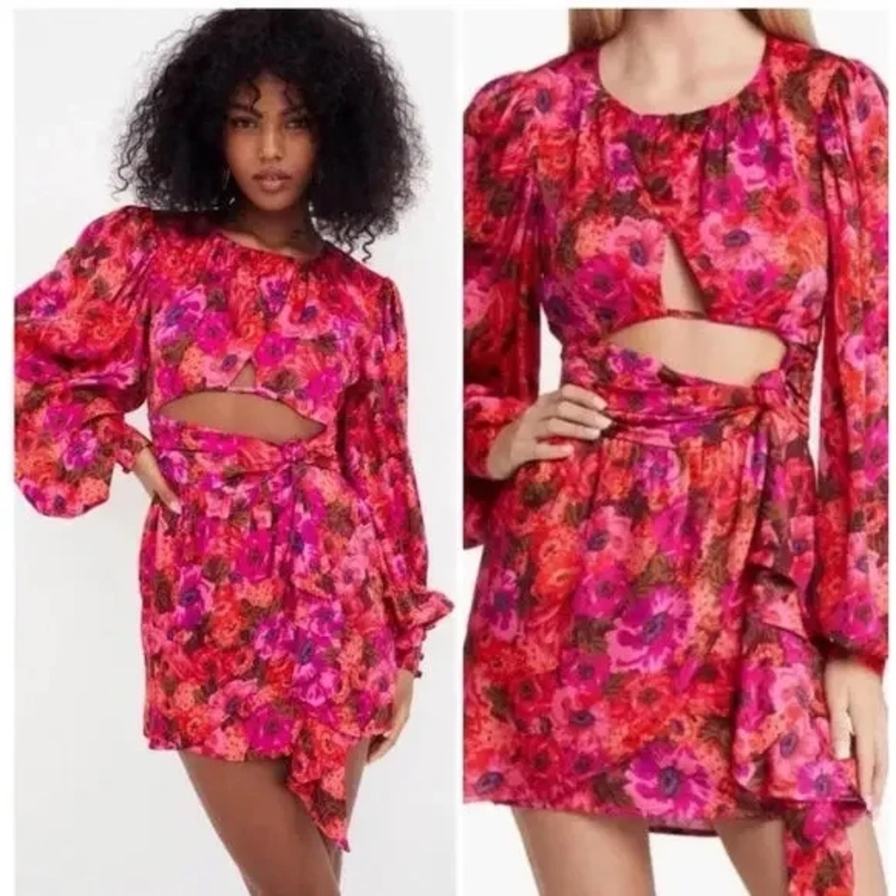 For Love & Lemons Lauren Floral Cutout Mini Dress Size XS NWT - Picture 2 of 14